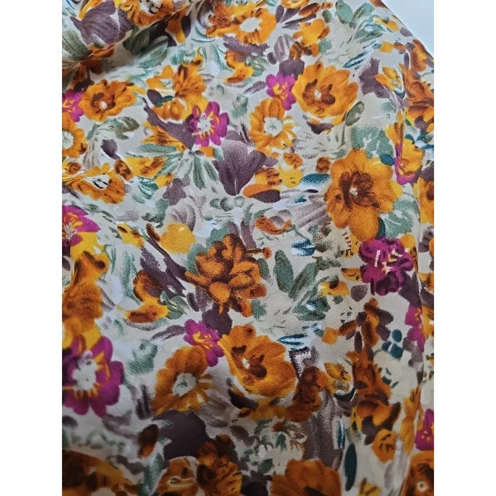 Lady Floral Blouse Long Sleeve Loose Boho Cottagecore Hippie Gypsy Swing Size XL - Picture 9 of 13